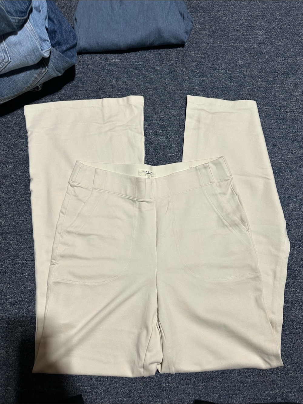 Max Studio Cream Wide-Leg Pull-On Pants and jacket